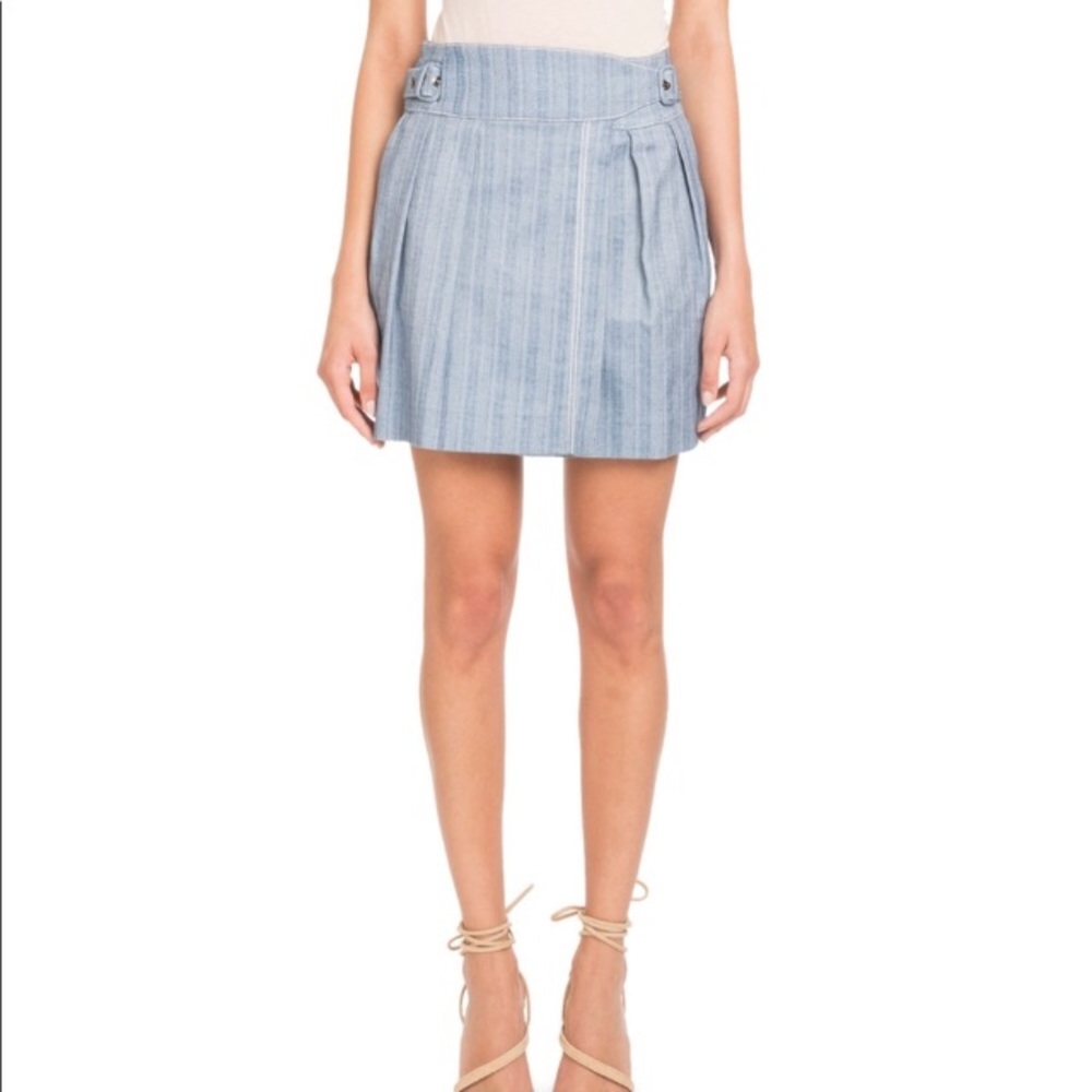 NWT {PASCAL MILLET} Denim A-Line Skirt Buckle 12